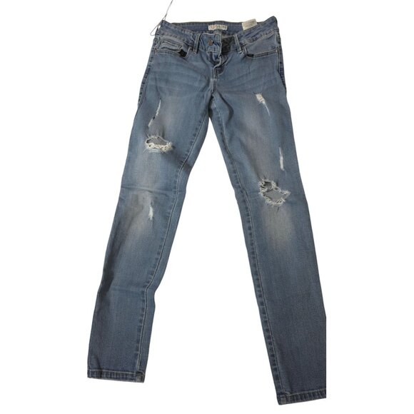 Guess Denim - Guess Los Angeles Distressed Skinny Jeans Size 27 Blue Denim Womens